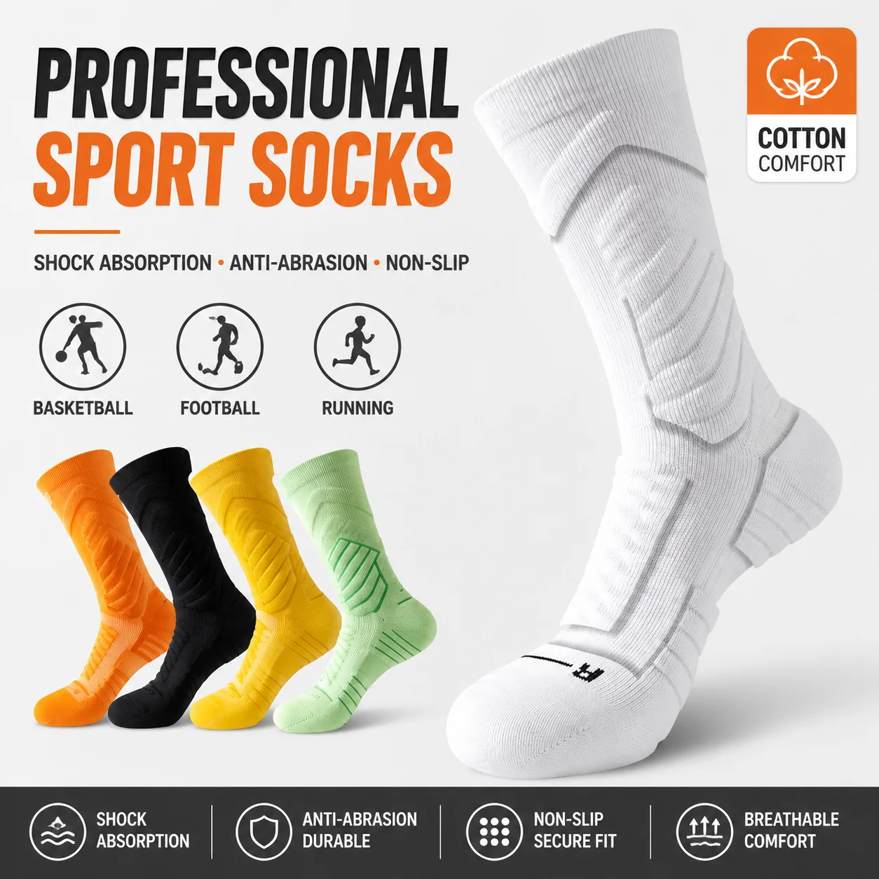 Basketball socks men's long tube anti odor professional running practical high top sports socks thickened
Basketball socks men's long tube anti odor professional running practical high top sports socks thickened