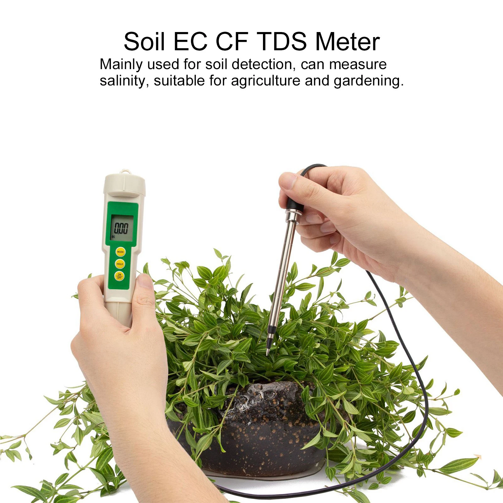 EC‑3185 Portable EC CF ‑in‑1 Soil Tester Meter for Garden Horticultural Agriculture EC CF Meter Garden Accessory
EC‑3185 Portable EC CF ‑in‑1 Soil Tester Meter for Garden Horticultural Agriculture EC CF Meter Garden Accessory