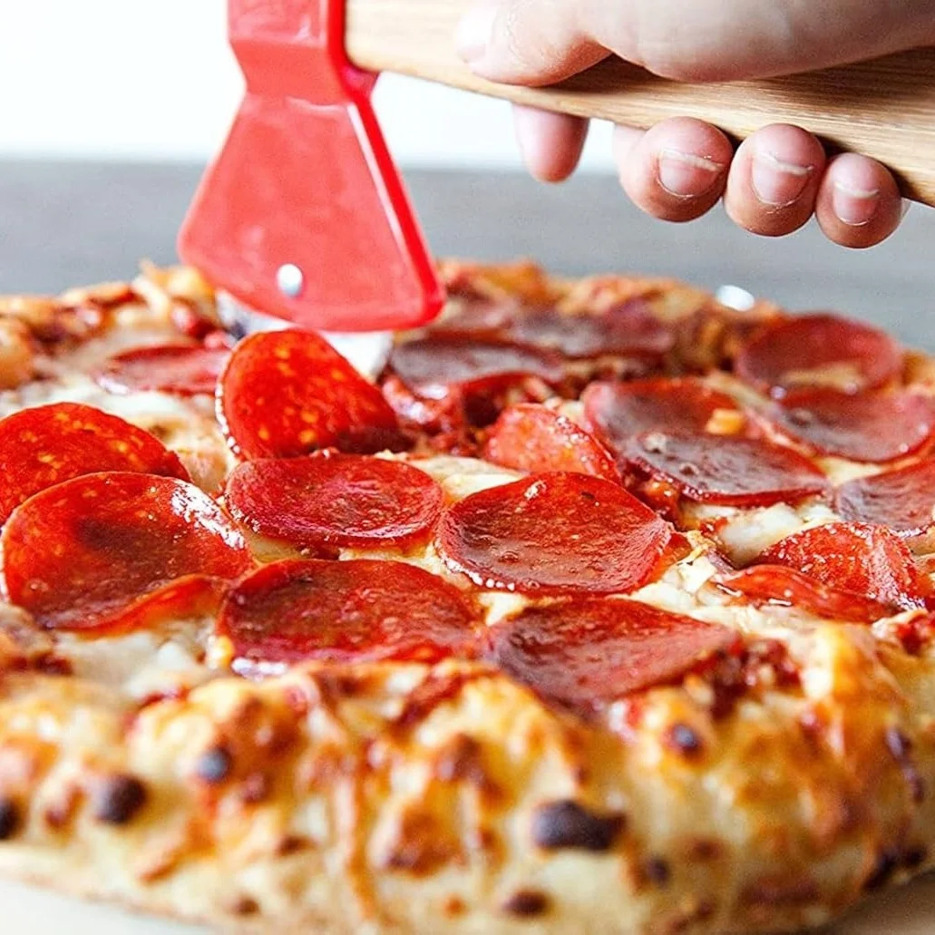 Red round Pizza Cutter Wheel Stainless Steel Blade with Ergonomic Wooden PP Handle Pizza Slicer Rolling Cutter for Home And Restaurant Use
Red round Pizza Cutter Wheel Stainless Steel Blade with Ergonomic Wooden PP Handle Pizza Slicer Rolling Cutter for Home And Restaurant Use