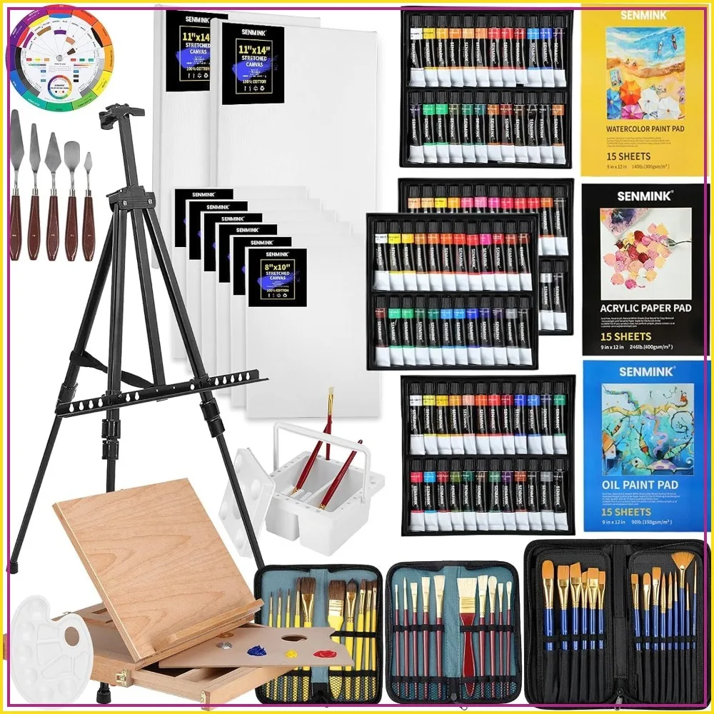 149Pcs Deluxe Artist Painting Set with Easel, 48 Acrylic & Oil Paints, 24 Watercolors, Art Supplies for Adults & Beginners
149Pcs Deluxe Artist Painting Set with Easel, 48 Acrylic & Oil Paints, 24 Watercolors, Art Supplies for Adults & Beginners