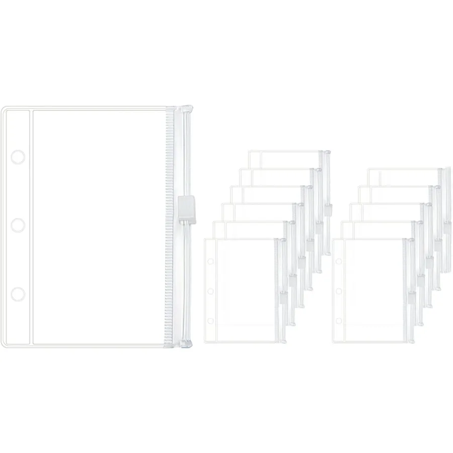 12pcs Mini Binder Pockets Transparent PVC Zipper Binder Pouches Loose Leaf 3 Holes Cash Budget Envelopes for Protectors Organiz
12pcs Mini Binder Pockets Transparent PVC Zipper Binder Pouches Loose Leaf 3 Holes Cash Budget Envelopes for Protectors Organiz