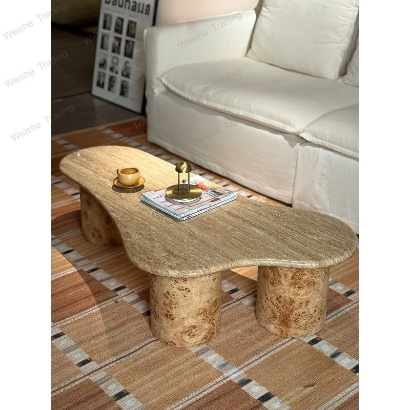 Medieval natural travertine coffee table solid wood combination retro living room coffee table
Medieval natural travertine coffee table solid wood combination retro living room coffee table