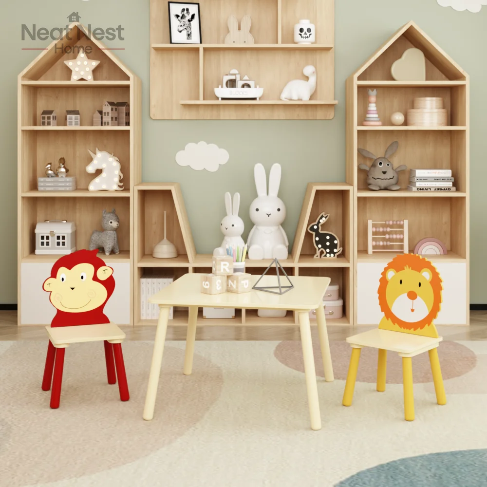 Kids Table and 2 Chairs Set, Kid Furniture,3 Pieces Toddler Table and Chair Set, Wooden Activity Play Table Set (Lion&Monkey)
Kids Table and 2 Chairs Set, Kid Furniture,3 Pieces Toddler Table and Chair Set, Wooden Activity Play Table Set (Lion&Monkey)