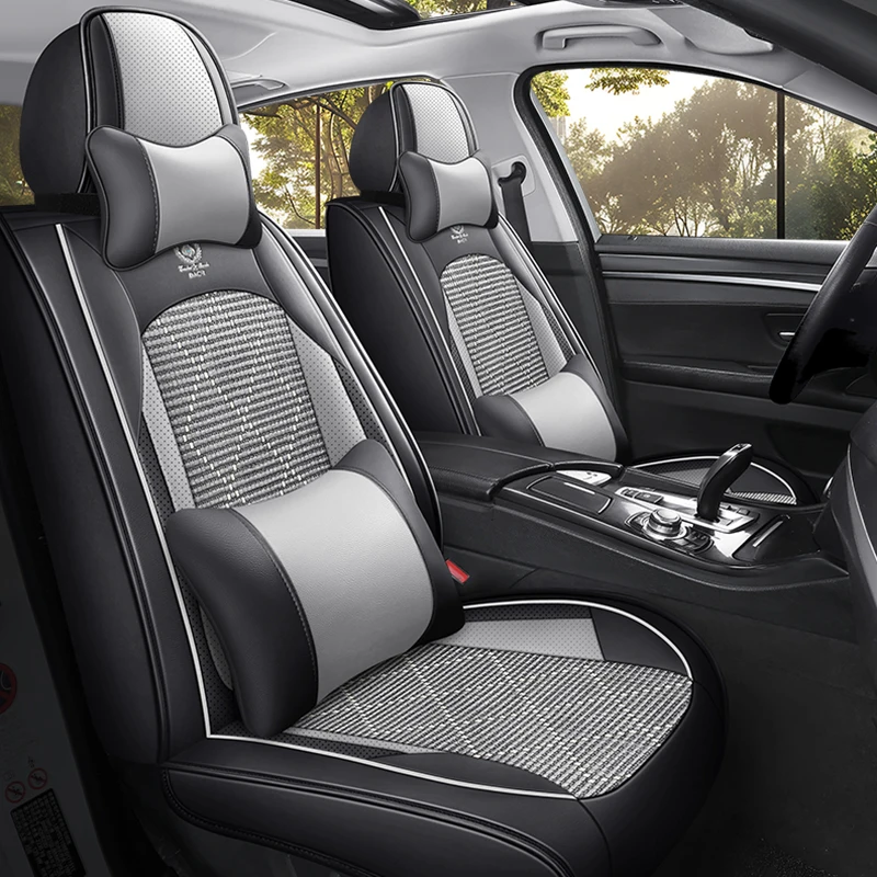 Front Row Double Seat, Luxurious Ice Silk Full-Cover Car Seat Cover, Universal, Comfortable, Breathable, and Wear-Resistant, Suitable for All Seasons, Ergonomic Design, Three-Dimensional Side Support, Paired with Soft and Comfortable Headrest and Lumbar S
Front Row Double Seat, Luxurious Ice Silk Full-Cover Car Seat Cover, Universal, Comfortable, Breathable, and Wear-Resistant, Suitable for All Seasons, Ergonomic Design, Three-Dimensional Side Support, Paired with Soft and Comfortable Headrest and Lumbar S