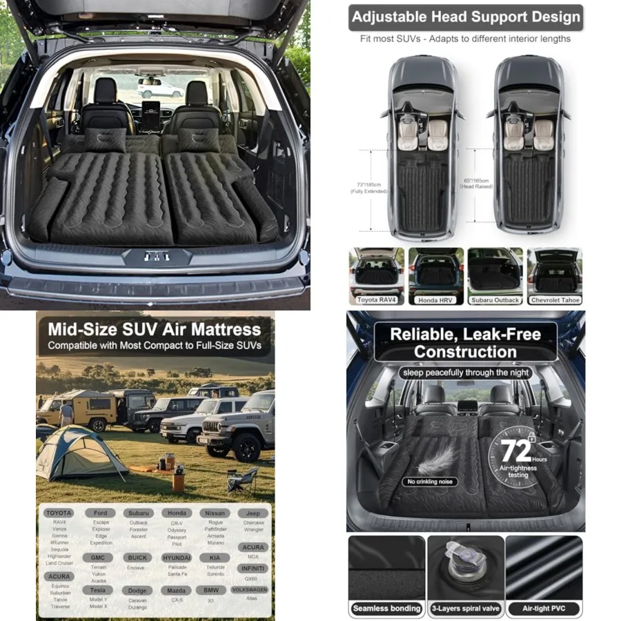 SUV Air Mattress for Trunk: Upgraded Car Camping Mattress with Flocked Surface and Extra Thick Bottom, Van Sleeping Bed for Back Seat with Pump, Nozzle, Repair Patch, Carry Bag
SUV Air Mattress for Trunk: Upgraded Car Camping Mattress with Flocked Surface and Extra Thick Bottom, Van Sleeping Bed for Back Seat with Pump, Nozzle, Repair Patch, Carry Bag