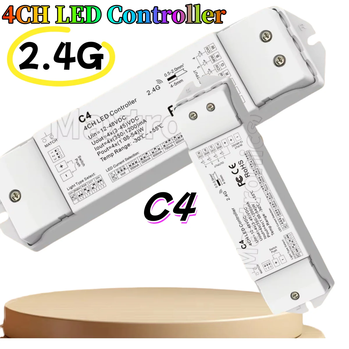 150-500mA or 350-1200mA 4CH LED Controller DC12-48V C4 by DIP switch RF 2.4G remote control RGBW/RGB/CCT/Dimming Push Dim Dimmer
150-500mA or 350-1200mA 4CH LED Controller DC12-48V C4 by DIP switch RF 2.4G remote control RGBW/RGB/CCT/Dimming Push Dim Dimmer