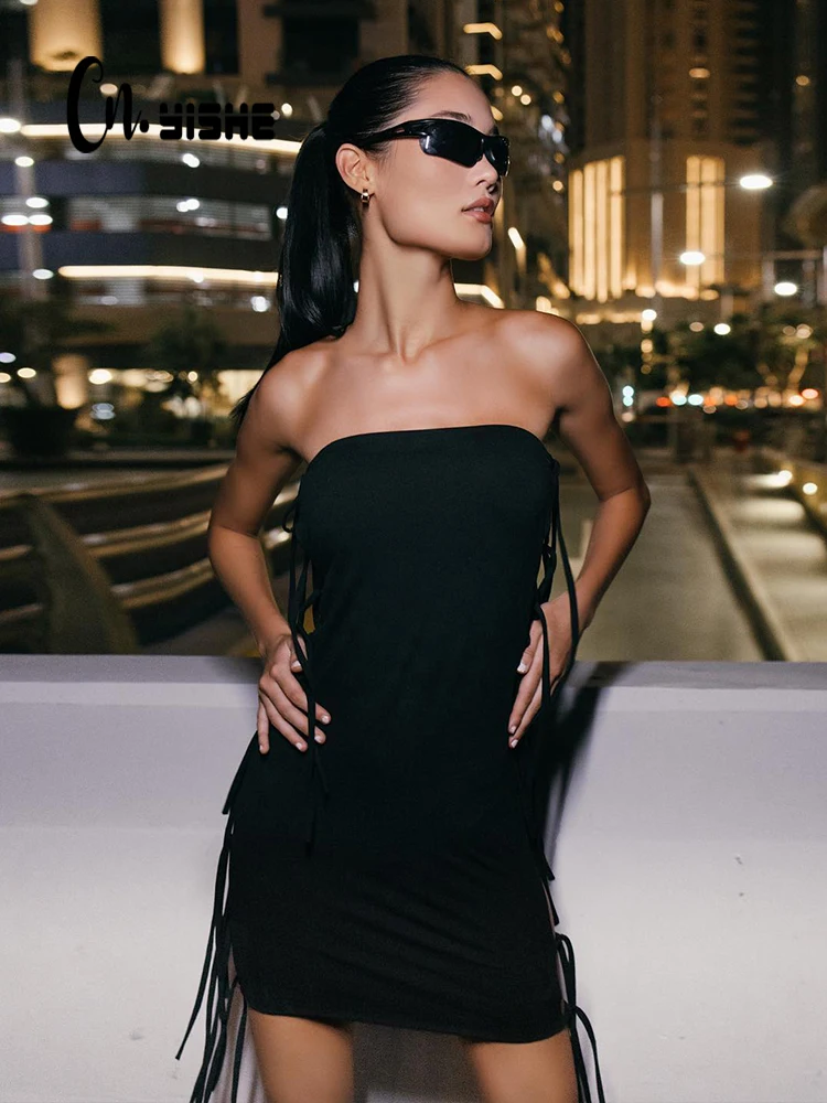 CNYISHE Strapless Lace-up Solid Hollow Out Dresses for Women Sexy Club Skinny Chic Party Hip Wrap Outfits Female Bodycon Robes
CNYISHE Strapless Lace-up Solid Hollow Out Dresses for Women Sexy Club Skinny Chic Party Hip Wrap Outfits Female Bodycon Robes