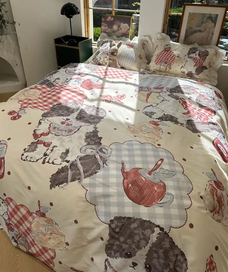 Cute cartoon dog cake polka dot bedding set kid teen,full queen lovely red cotton home textile bed sheet pillow case quilt cover
Cute cartoon dog cake polka dot bedding set kid teen,full queen lovely red cotton home textile bed sheet pillow case quilt cover