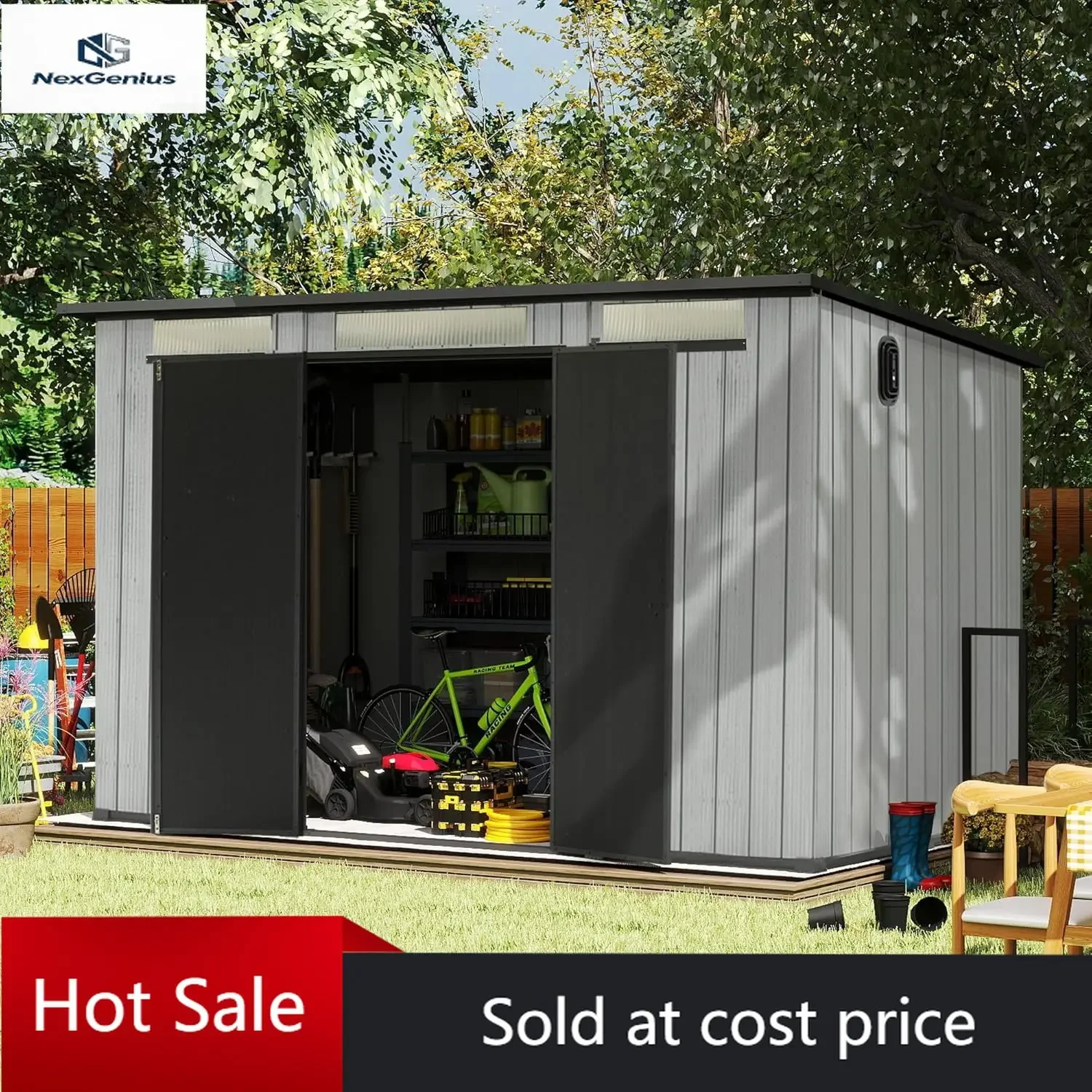 Domi 6.2x11FT Outdoor Resin Storage Shed, All-Weather Double-Wall Storage Building with Sloping Roof for Backyard, Garden, Lawn
Domi 6.2x11FT Outdoor Resin Storage Shed, All-Weather Double-Wall Storage Building with Sloping Roof for Backyard, Garden, Lawn