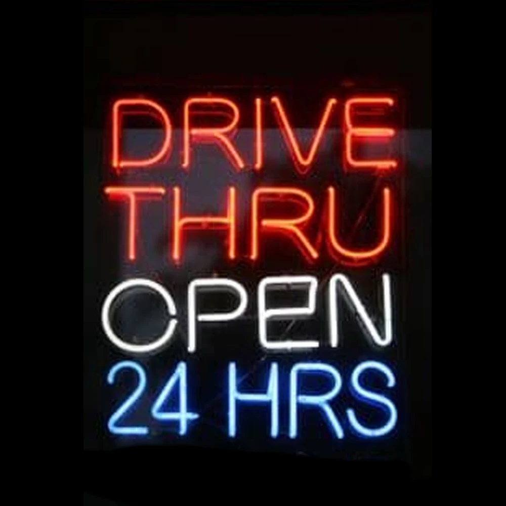 DRIVE THRU OPEN 24 HOURS Neon Sign Light Custom Handmade Real Glass Tube Store Advertise Room Decoration Display Lamp 14"X17"
DRIVE THRU OPEN 24 HOURS Neon Sign Light Custom Handmade Real Glass Tube Store Advertise Room Decoration Display Lamp 14"X17"