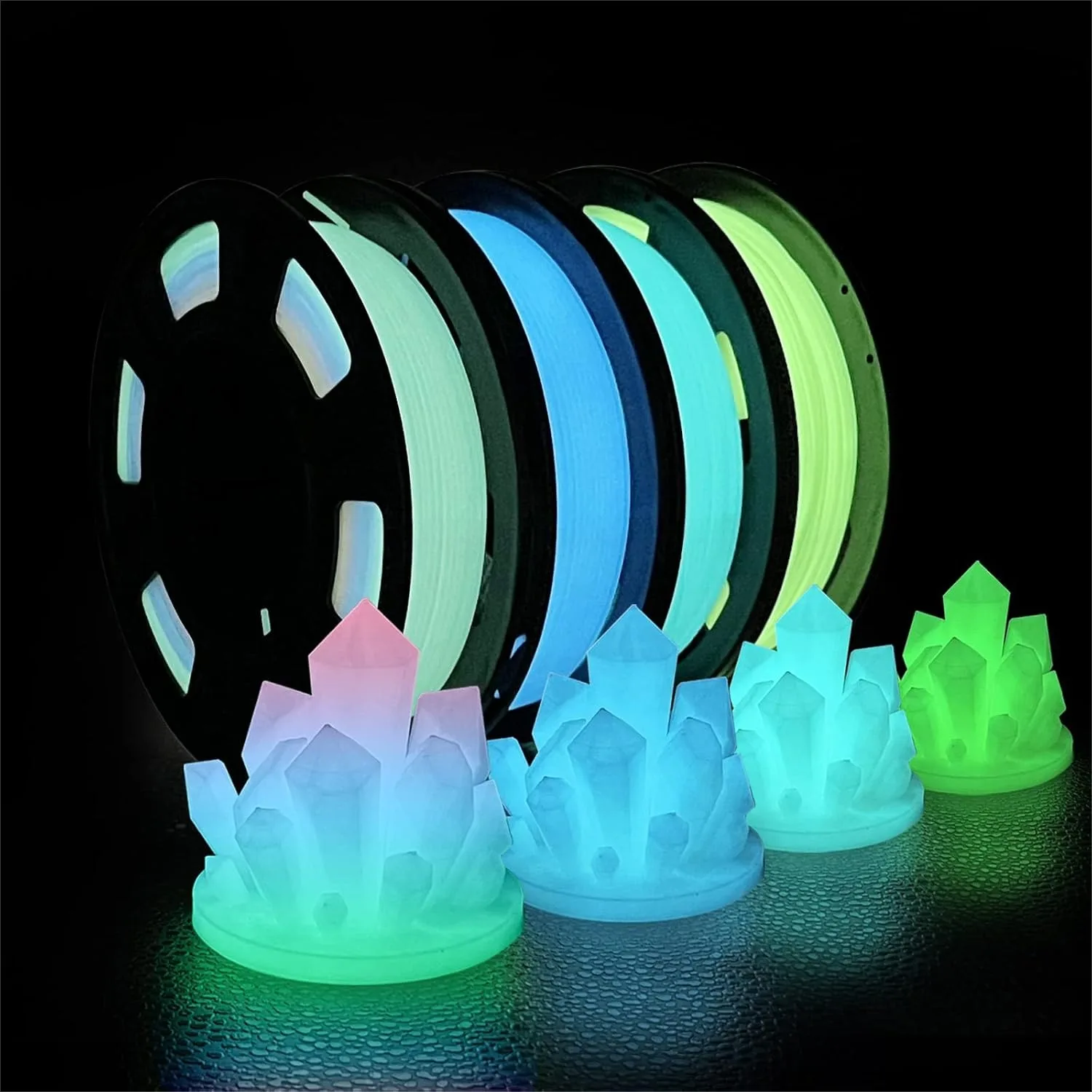 Glow In The Dark 3D Printer Filament Bundle 4 Pack 250g Each, PLA Filament 1.75mm Multicolor Green Blue Blue-Green, Dimensional
Glow In The Dark 3D Printer Filament Bundle 4 Pack 250g Each, PLA Filament 1.75mm Multicolor Green Blue Blue-Green, Dimensional
