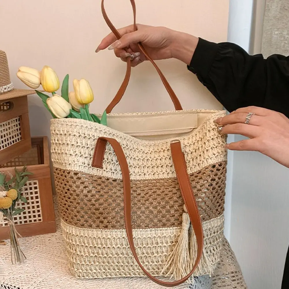 Trendy Hollow Out Straw Shoulder Bag Bohemian Breathable Weave Tote Bag Large Capacity Portable Summer Beach Bag Travel
Trendy Hollow Out Straw Shoulder Bag Bohemian Breathable Weave Tote Bag Large Capacity Portable Summer Beach Bag Travel