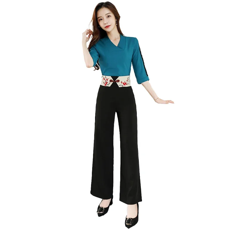 Beauty Salon Artist Spa Uniform Female Short Sleeve Solid Color Overalls Hotel Waitress Chinese Style Workwear Hotel Uniforms
Beauty Salon Artist Spa Uniform Female Short Sleeve Solid Color Overalls Hotel Waitress Chinese Style Workwear Hotel Uniforms