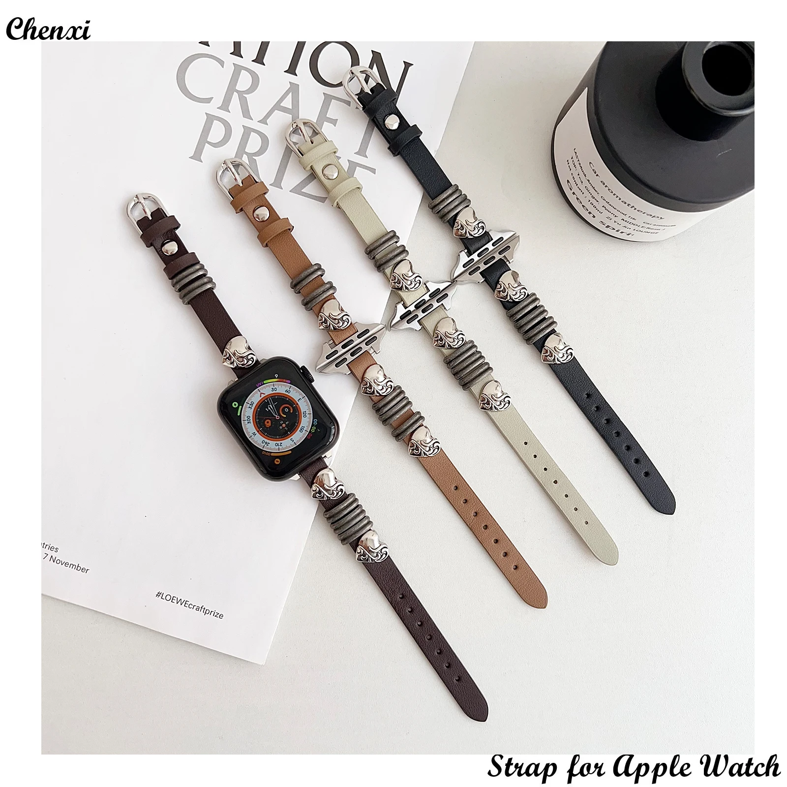 Leather strap for Apple watch band love metal bracelet chain for 38 40 41 42 44 45 49mm Retro slim Iwatch 987654 SE women wrist
Leather strap for Apple watch band love metal bracelet chain for 38 40 41 42 44 45 49mm Retro slim Iwatch 987654 SE women wrist