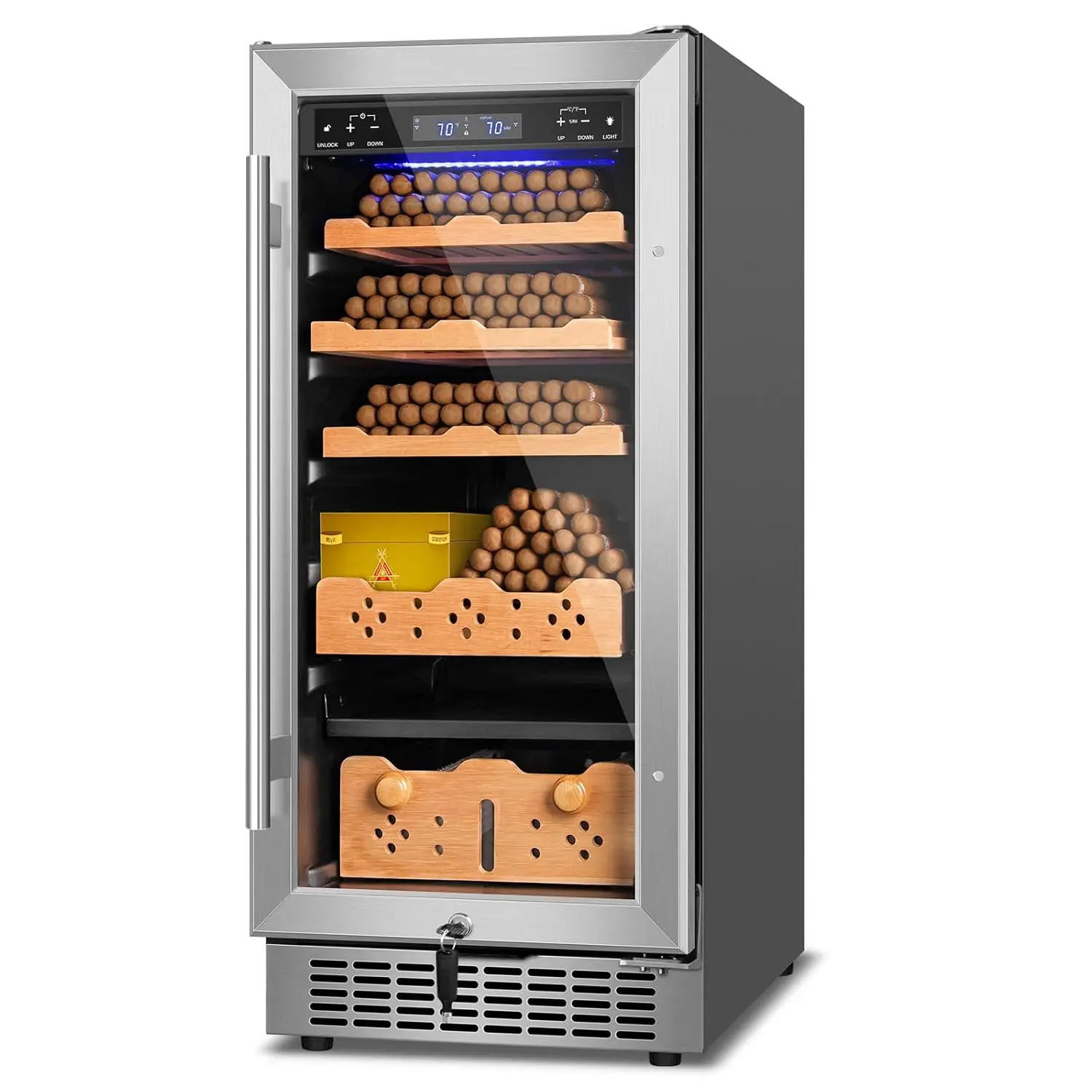 Electric Cigar Humidor, 15 Inch Upgraded Large Capacity Humidor Cabinet with Powerful Compressor, Digital LED Screen,, Custom
Electric Cigar Humidor, 15 Inch Upgraded Large Capacity Humidor Cabinet with Powerful Compressor, Digital LED Screen,, Custom