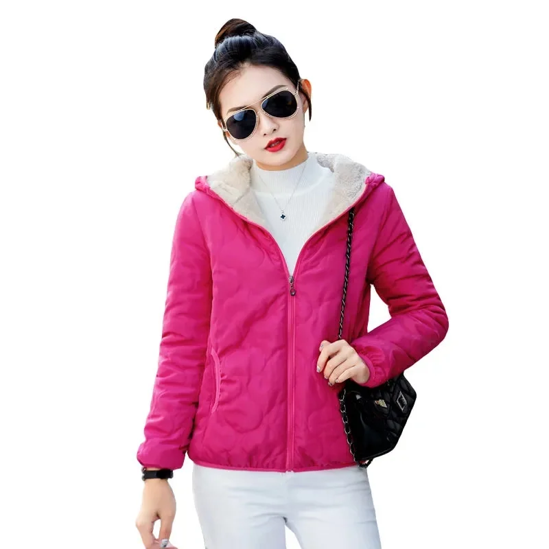 Lamb Wool Jacket Cotton-Padded Coat Women Short2024New Korean Outcoat Add Velvet Light Autumn Winter Ladies Overwear Hooded Top
Lamb Wool Jacket Cotton-Padded Coat Women Short2024New Korean Outcoat Add Velvet Light Autumn Winter Ladies Overwear Hooded Top