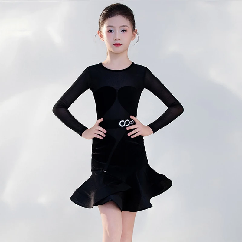 Черная одежда для латинских танцев, одежда для латинских танцев для девочек, сценический наряд, боди с длинными рукавами, юбка с рюшами AMY2568
Черная одежда для латинских танцев, одежда для латинских танцев для девочек, сценический наряд, боди с длинными рукавами, юбка с рюшами AMY2568