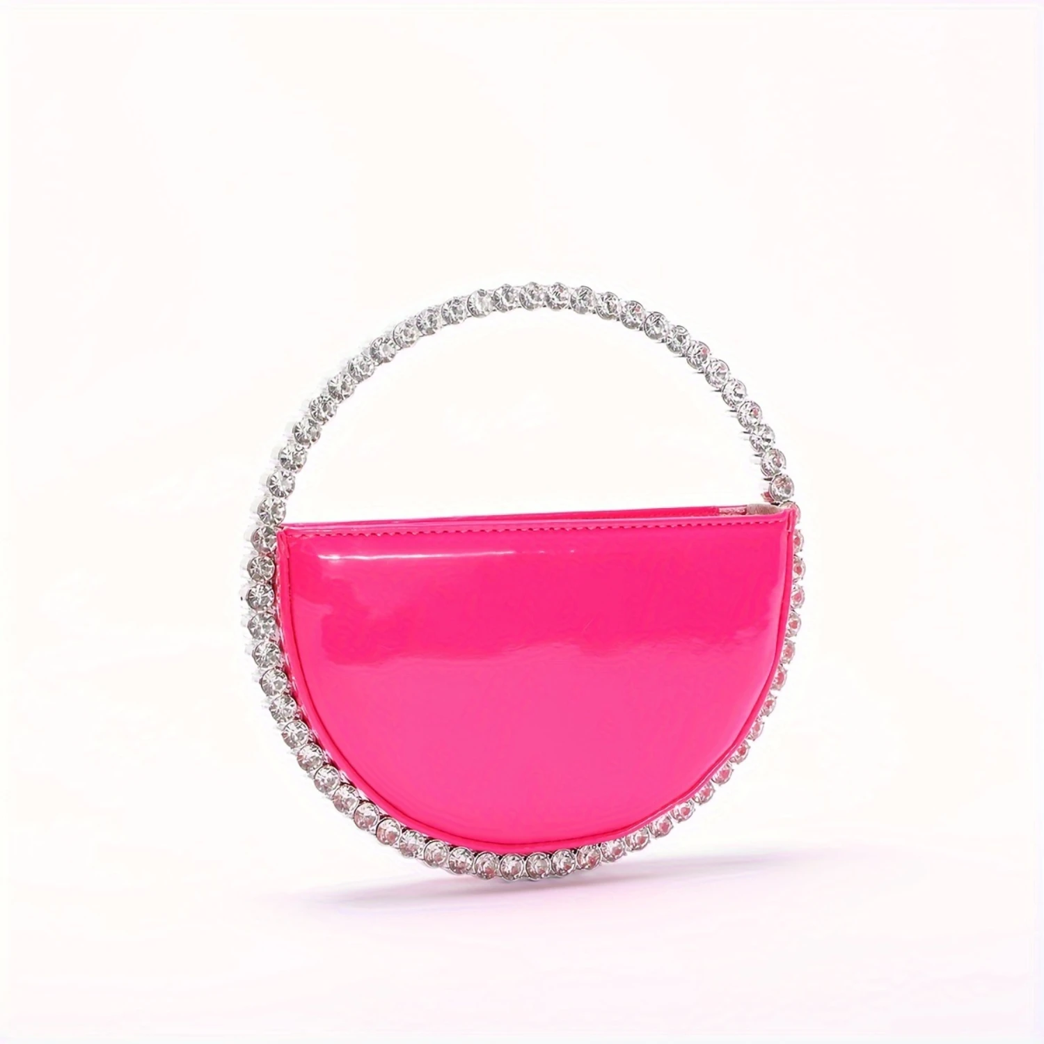 Solid Color Half Clutch With Heavy Rhinestone Inlay, Circular Handle Glorious Evening Party Purse For Women
Solid Color Half Clutch With Heavy Rhinestone Inlay, Circular Handle Glorious Evening Party Purse For Women