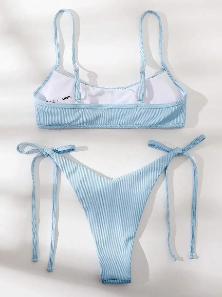 Ribbed Bikini Set Adjustable Strap Cami Top Tie Side Thong Bottom
Ribbed Bikini Set Adjustable Strap Cami Top Tie Side Thong Bottom