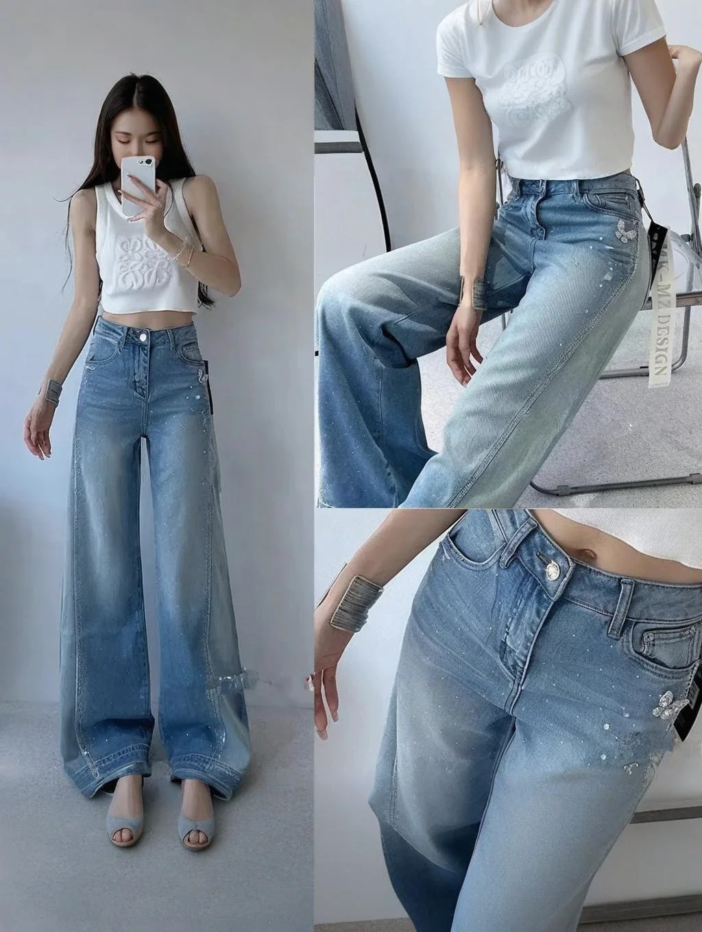 Korean Style Embellished Straight Leg Denim Jeans Fashionable Summer New Arrival High Waist Wide Leg Casual Style
Korean Style Embellished Straight Leg Denim Jeans Fashionable Summer New Arrival High Waist Wide Leg Casual Style