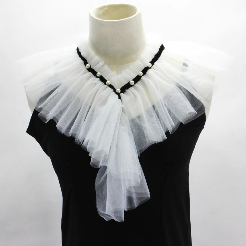 White Mesh Bead Shawl Fake Collar Skirt Decorative Collar Pleated Tull Shawl Lapel Cape Detachable Neck Ruffles Collar
White Mesh Bead Shawl Fake Collar Skirt Decorative Collar Pleated Tull Shawl Lapel Cape Detachable Neck Ruffles Collar