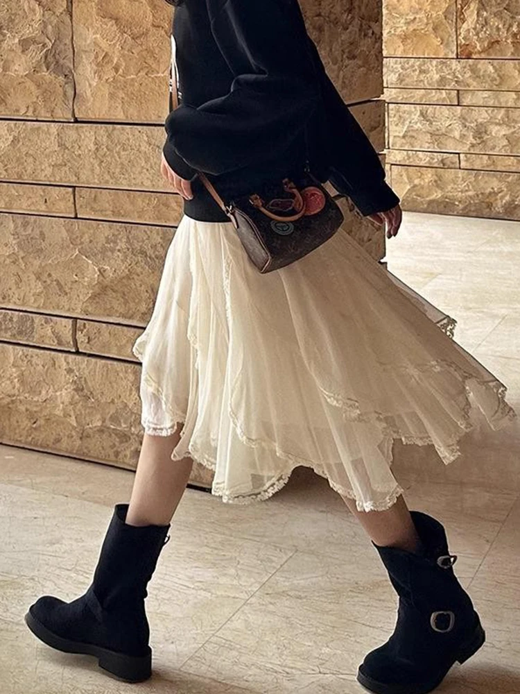 Asymmetric Lace Half Skirt Women's High Waist Slim A-Line Skirt Layering Bellovi Summer Commute Korean Style Straight Leg
Asymmetric Lace Half Skirt Women's High Waist Slim A-Line Skirt Layering Bellovi Summer Commute Korean Style Straight Leg