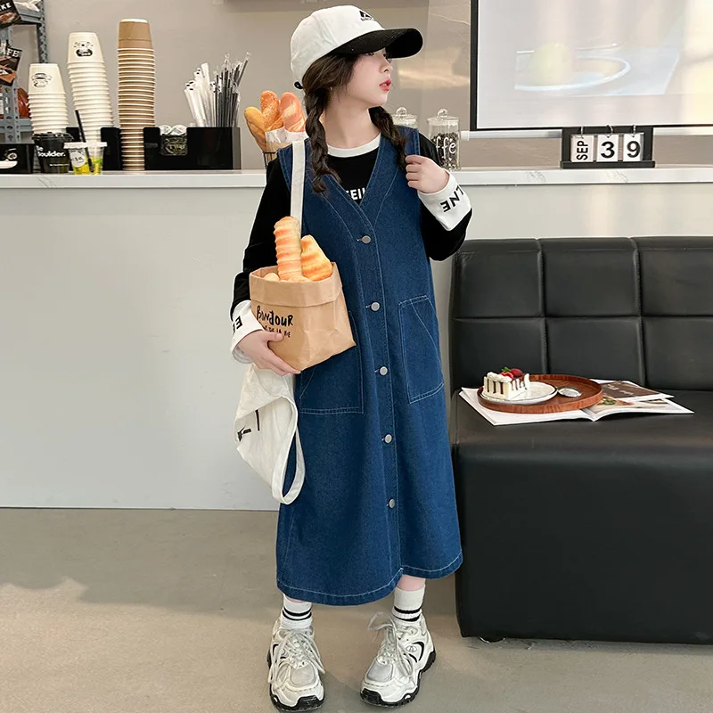Children Girl Clothing Set Spring Autumn School Girl Long Sleeve Casual Base Shirt+Denim Single-breasted Sleeveleess Dress
Children Girl Clothing Set Spring Autumn School Girl Long Sleeve Casual Base Shirt+Denim Single-breasted Sleeveleess Dress