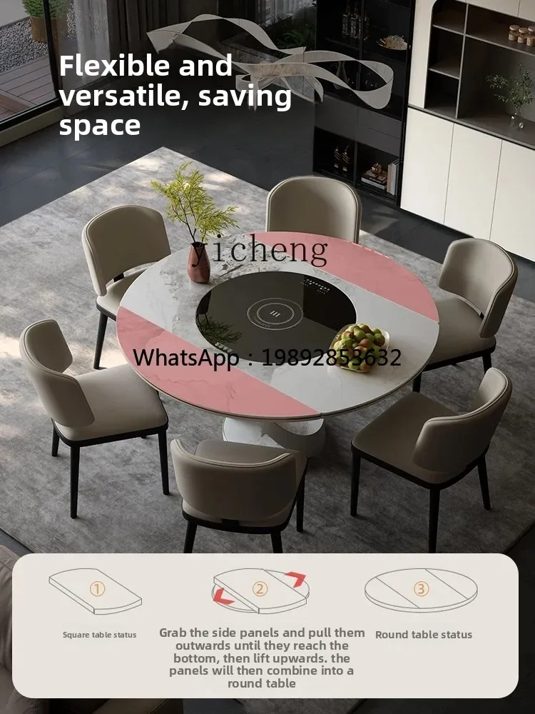 AB Slate Dining Table Retractable Cream Wind Multifunctional Folding Round Table with Induction Cooker
AB Slate Dining Table Retractable Cream Wind Multifunctional Folding Round Table with Induction Cooker