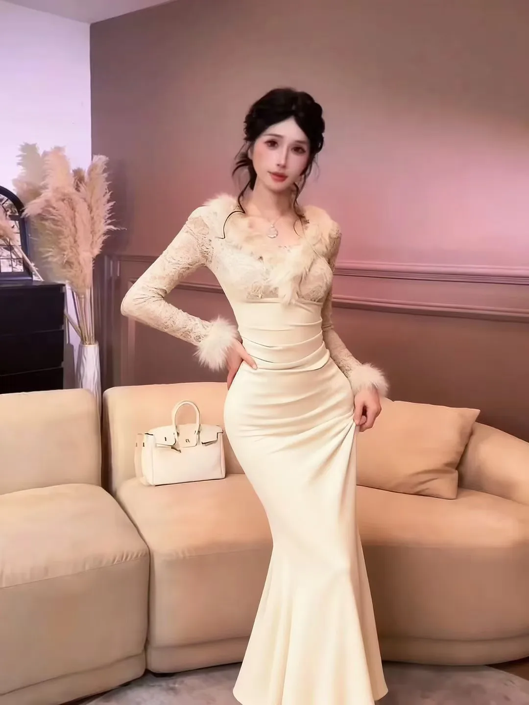 Ele Pure Desire Lady Lace Trim Fitted Design Long Dr Winter Autumn Sve Long Soft Medium Elastic H-ape Ciwalk
Ele Pure Desire Lady Lace Trim Fitted Design Long Dr Winter Autumn Sve Long Soft Medium Elastic H-ape Ciwalk