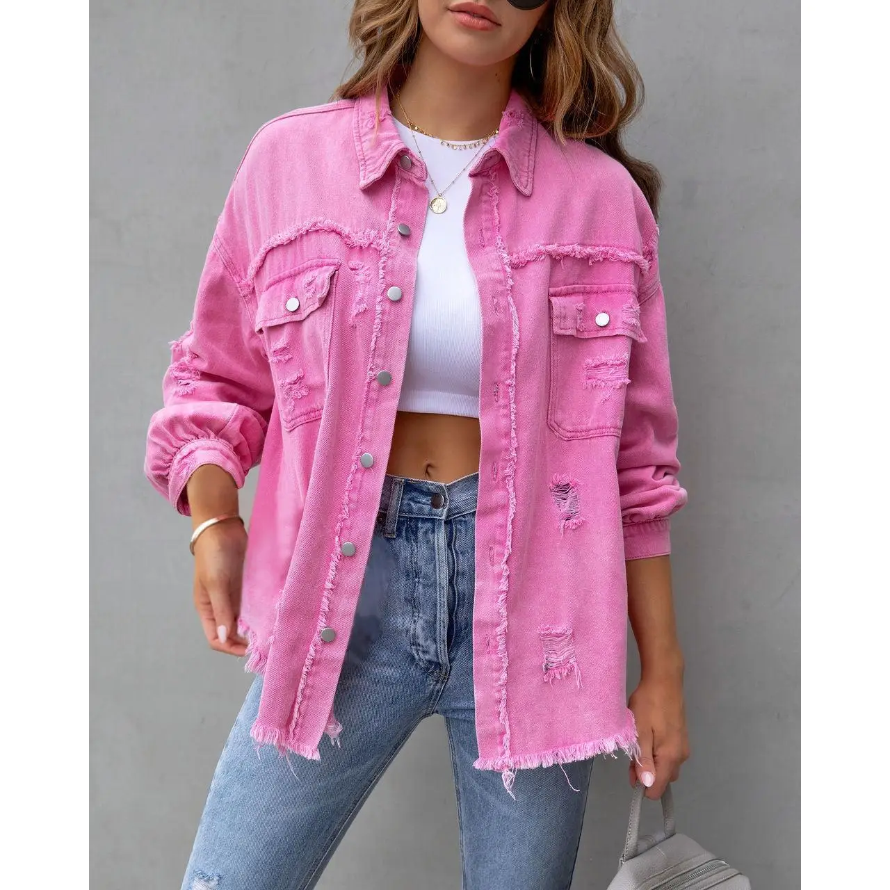 Casual Long Sve Denim Jaet Collar Torn Women's Top Mid-Length Commute Sle Single Piece Regular Thin
Casual Long Sve Denim Jaet Collar Torn Women's Top Mid-Length Commute Sle Single Piece Regular Thin