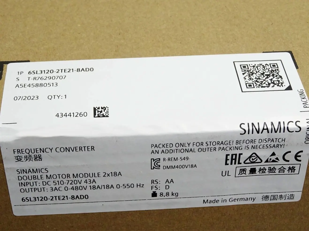 Brand new 6SL3120-2TE21-8AD0 6SL3120-2TE21-8AC0 6SL3 120-2TE21-8AD0 6SL3 120-2TE21-8AC0 Warrently One-year
Brand new 6SL3120-2TE21-8AD0 6SL3120-2TE21-8AC0 6SL3 120-2TE21-8AD0 6SL3 120-2TE21-8AC0 Warrently One-year