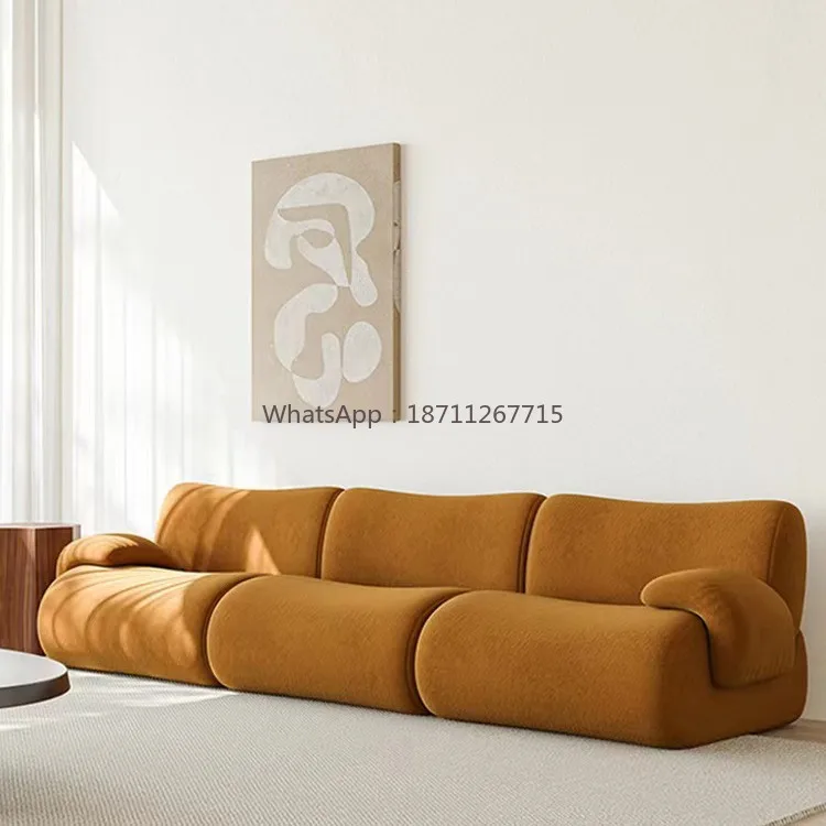 Cream velvet straight-row sofa - modern minimalist living room set
Cream velvet straight-row sofa - modern minimalist living room set