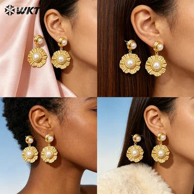 WT-MPE126 Lovely Sunflower Shape With Pearl Paved And 18K Gold Plated Earring For Women Anniversary Jewelry
WT-MPE126 Lovely Sunflower Shape With Pearl Paved And 18K Gold Plated Earring For Women Anniversary Jewelry