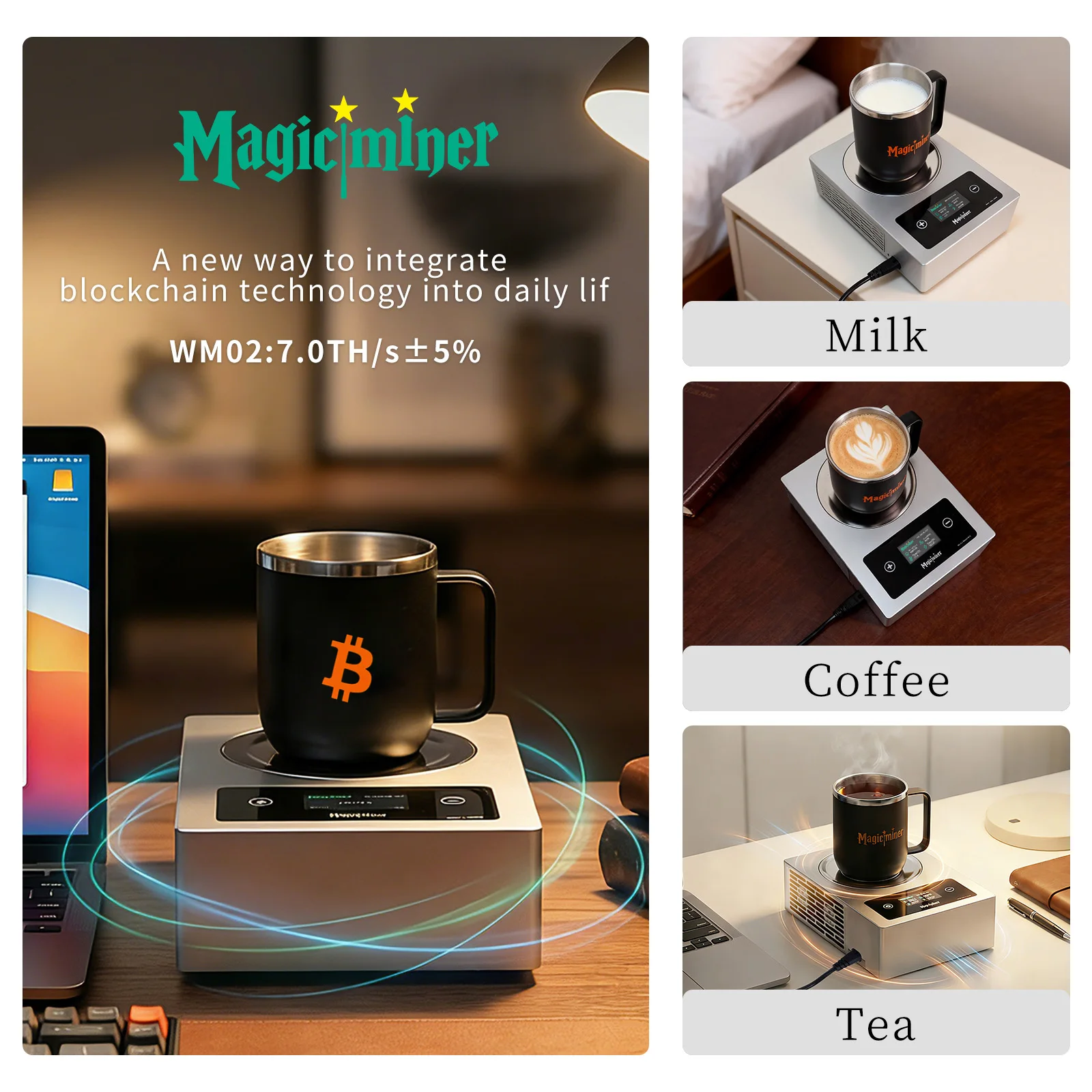 Magicminer WM02 7TH/s Bitcoin miner comes with beverage insulation and heating function, one machine for multiple uses
Magicminer WM02 7TH/s Bitcoin miner comes with beverage insulation and heating function, one machine for multiple uses