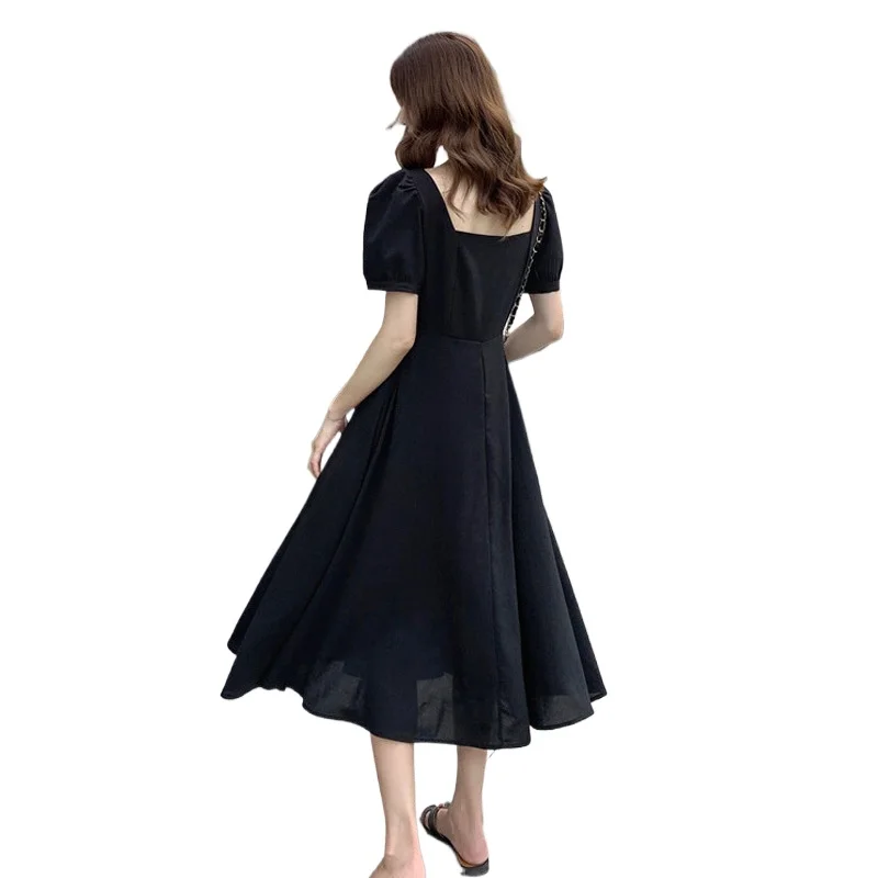 Vintage French Square Collar Black Dress for Women Summer Short Puff Sleeve Formal Party Dresses Oversized Elegant Clothing
Vintage French Square Collar Black Dress for Women Summer Short Puff Sleeve Formal Party Dresses Oversized Elegant Clothing