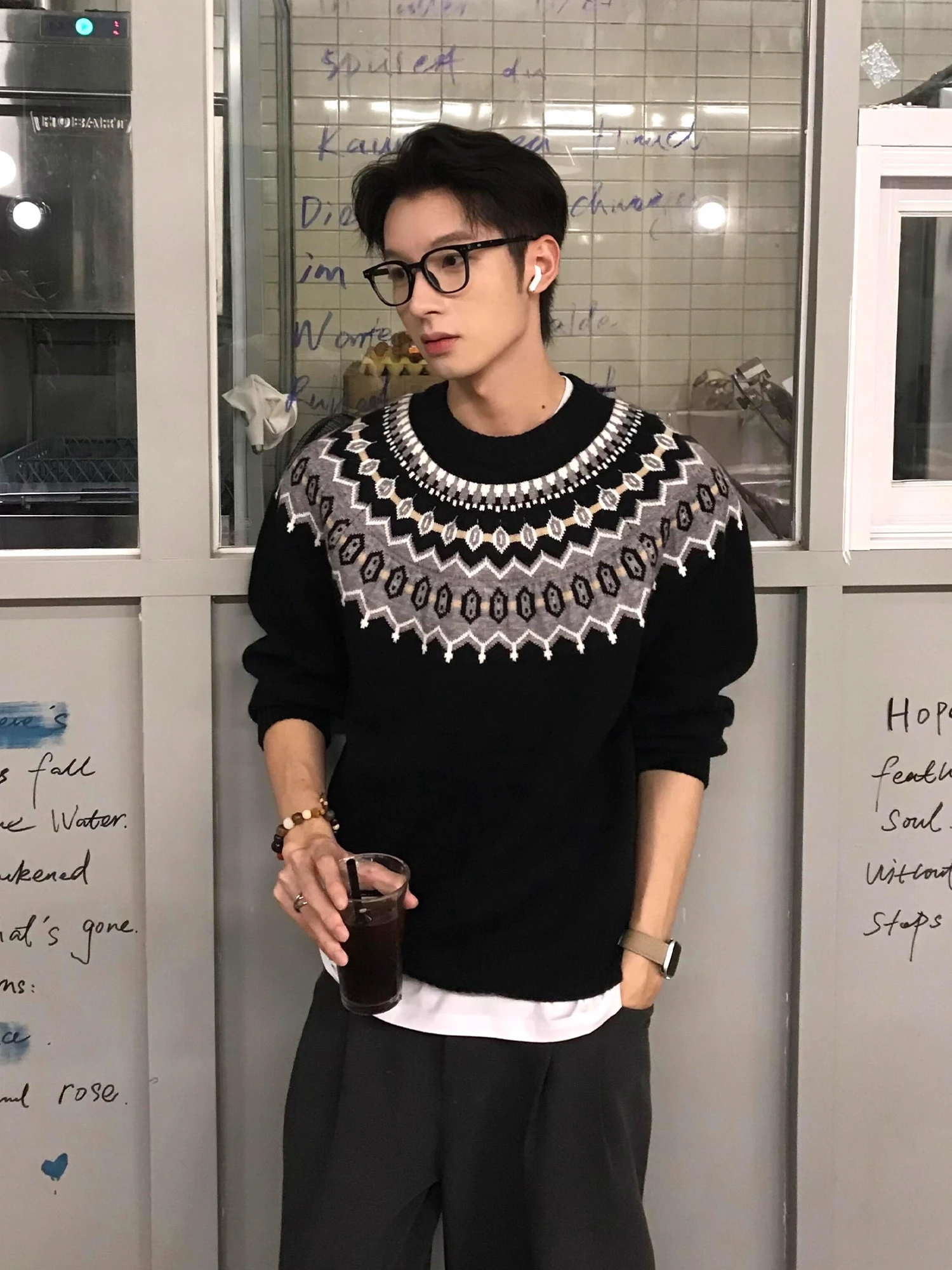 American Vintage Fair Isle Knit Sweater Men's round Ne Lazy Sle High Sensation Autumn Season Long Sve Geometric Pattern
American Vintage Fair Isle Knit Sweater Men's round Ne Lazy Sle High Sensation Autumn Season Long Sve Geometric Pattern