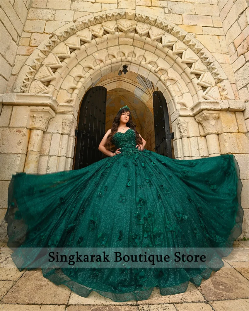 Emerald Green Quinceanera Dresses Birthday Princess Beads Diamonds Crystals Flower Appliques Sweet 15 Years Girl Customized
Emerald Green Quinceanera Dresses Birthday Princess Beads Diamonds Crystals Flower Appliques Sweet 15 Years Girl Customized