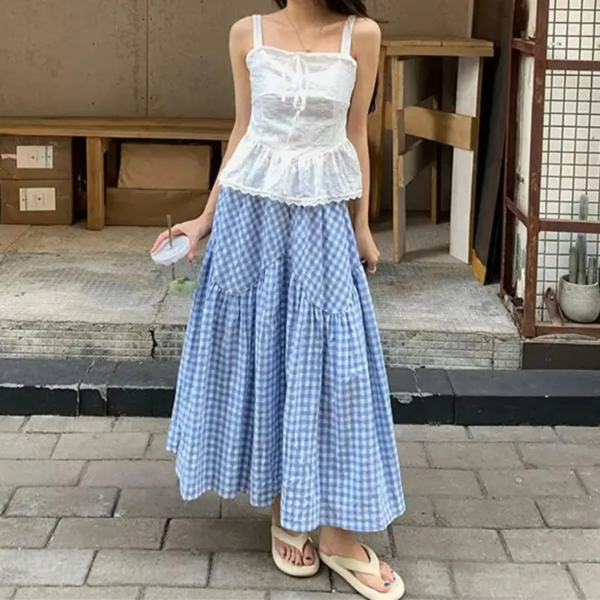 Summer Street Plaid Print Thin Long Skirt Women Harajuku A-line Baggy Pleated Skirt Y2k High Waisted Fashion Korean Casual Skirt
Summer Street Plaid Print Thin Long Skirt Women Harajuku A-line Baggy Pleated Skirt Y2k High Waisted Fashion Korean Casual Skirt