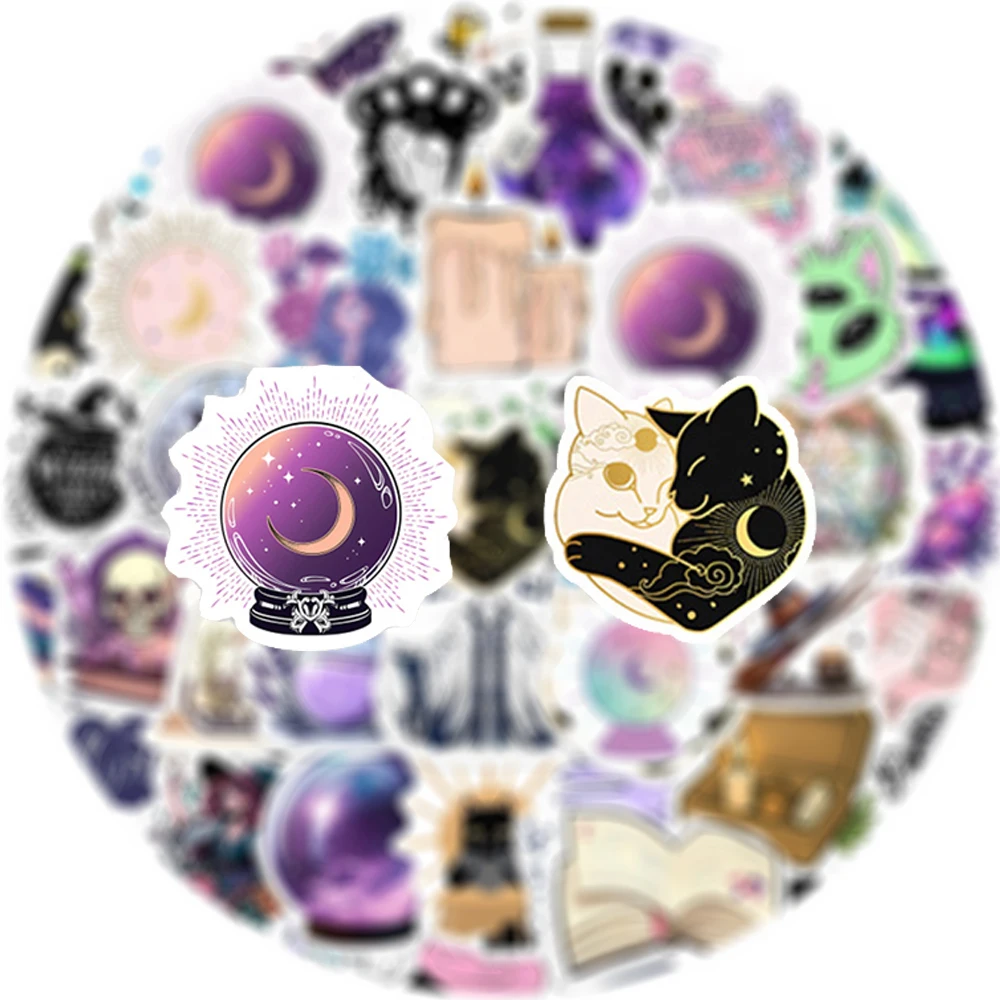 10/30/50/100pcs Purple Gothic Witch Aesthetic Stickers Astrology Crystal Ball Sticker Scrapbook Phone Skateboard Cartoon Decals
10/30/50/100pcs Purple Gothic Witch Aesthetic Stickers Astrology Crystal Ball Sticker Scrapbook Phone Skateboard Cartoon Decals