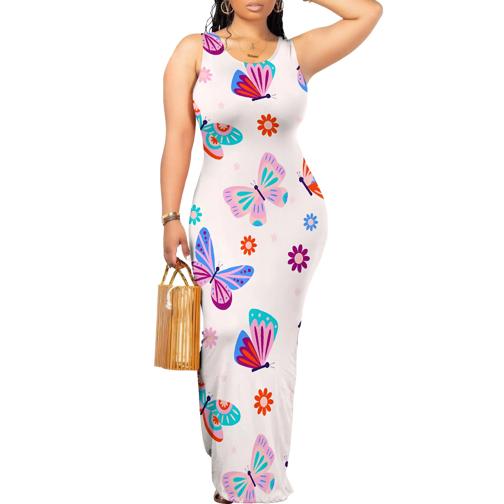 Women's 2025 spring and summer sleeveless knee length dress with hollowed out pullover, butterfly print beach casual dress
Women's 2025 spring and summer sleeveless knee length dress with hollowed out pullover, butterfly print beach casual dress