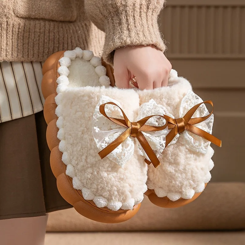 Winter Warm Fur Slippers For Women Thick-Soled Household Slippers Cute Bow Non Slip Soft Home Shoes Indoor Plush Women's Slipper
Winter Warm Fur Slippers For Women Thick-Soled Household Slippers Cute Bow Non Slip Soft Home Shoes Indoor Plush Women's Slipper