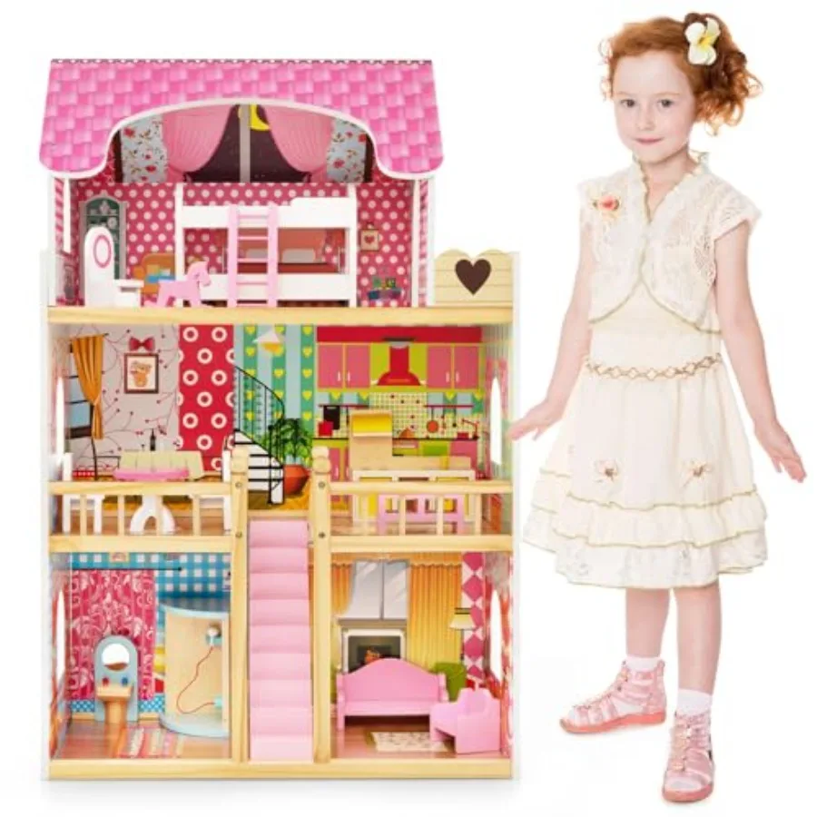 Doll House, Wooden Dollhouse with 15 PCS Furniture Accessories, Cottage Uptown Dollhouse for,Toddlers, Playroom, Nursery, Gift
Doll House, Wooden Dollhouse with 15 PCS Furniture Accessories, Cottage Uptown Dollhouse for,Toddlers, Playroom, Nursery, Gift