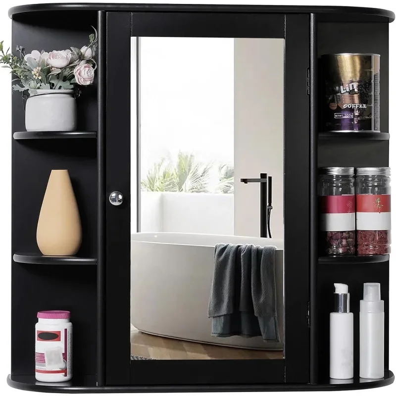 Bathroom Medicine Cabinet with Mirror, Bathroom Wall Cabinet with 2 Adjustable Shelves & 6 Open Shelves, Bathroom Cabinet
Bathroom Medicine Cabinet with Mirror, Bathroom Wall Cabinet with 2 Adjustable Shelves & 6 Open Shelves, Bathroom Cabinet