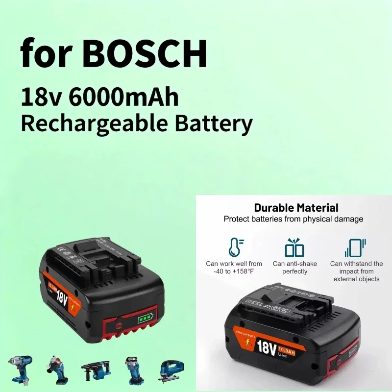 18V 6.0Ah Rechargeable Lithium-ion Battery for Bosch BAT609 BAT609G BAT618G BAT614 for Electric Drill with Charger
18V 6.0Ah Rechargeable Lithium-ion Battery for Bosch BAT609 BAT609G BAT618G BAT614 for Electric Drill with Charger