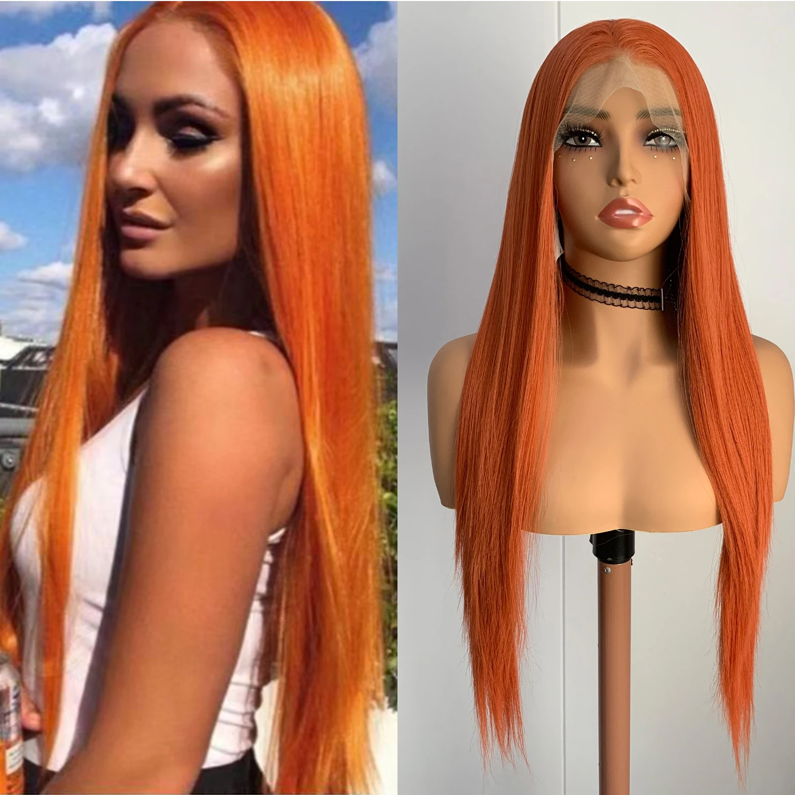 WIF Orange Synthetic Wig Long Straight Natural Hairline 13 x 4 Lace Front Wig Women Daily Use Free Part Hair
WIF Orange Synthetic Wig Long Straight Natural Hairline 13 x 4 Lace Front Wig Women Daily Use Free Part Hair