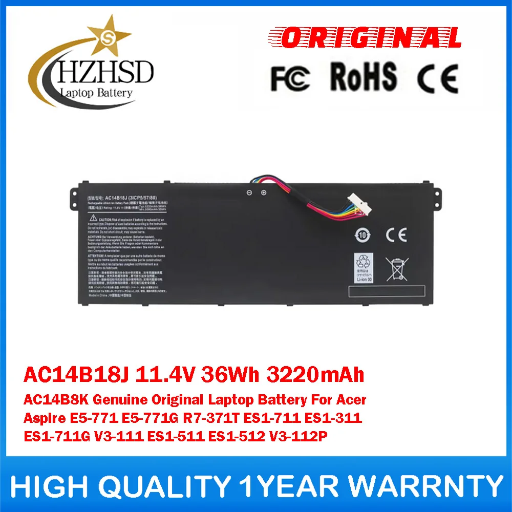 Оригинальный аккумулятор для ноутбука AC14B18J 11.4V 36Wh 3220mAh AC14B8K для Acer Aspire E5-771/771G R7-371T ES1-711 ES1-311 ES1-711G
Оригинальный аккумулятор для ноутбука AC14B18J 11.4V 36Wh 3220mAh AC14B8K для Acer Aspire E5-771/771G R7-371T ES1-711 ES1-311 ES1-711G