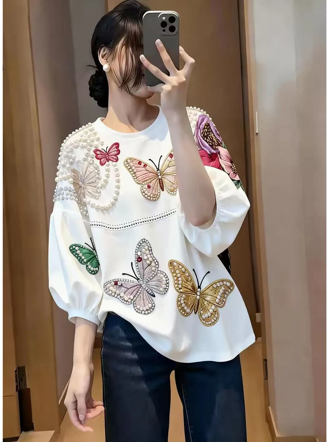 Elegant Print Top Women's Fashionable Versatile Summer T-shirt Korean Style Loose Fit Creative Pattern Resistant to...
Elegant Print Top Women's Fashionable Versatile Summer T-shirt Korean Style Loose Fit Creative Pattern Resistant to...