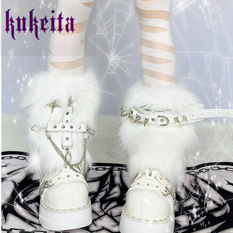 Harajuku Punk Rock White Furry Leg Warmer Socks Y2k Metal Star Rivet Chain Buckle Chic Leg Cover Women Girls Streetwear
Harajuku Punk Rock White Furry Leg Warmer Socks Y2k Metal Star Rivet Chain Buckle Chic Leg Cover Women Girls Streetwear
