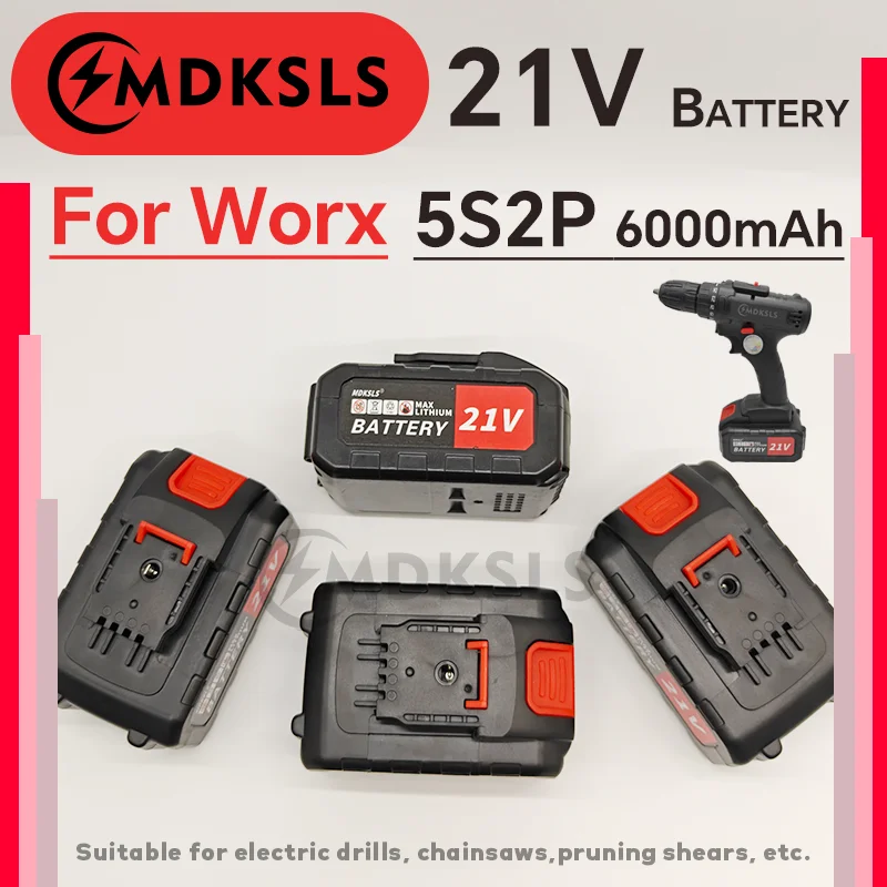 MDKSLS 21V 6.0Ah For Worx Battery Rechargeable Battery, 18650 High Power Lithium Battery, Electric Screwdriver, Drill Battery
MDKSLS 21V 6.0Ah For Worx Battery Rechargeable Battery, 18650 High Power Lithium Battery, Electric Screwdriver, Drill Battery