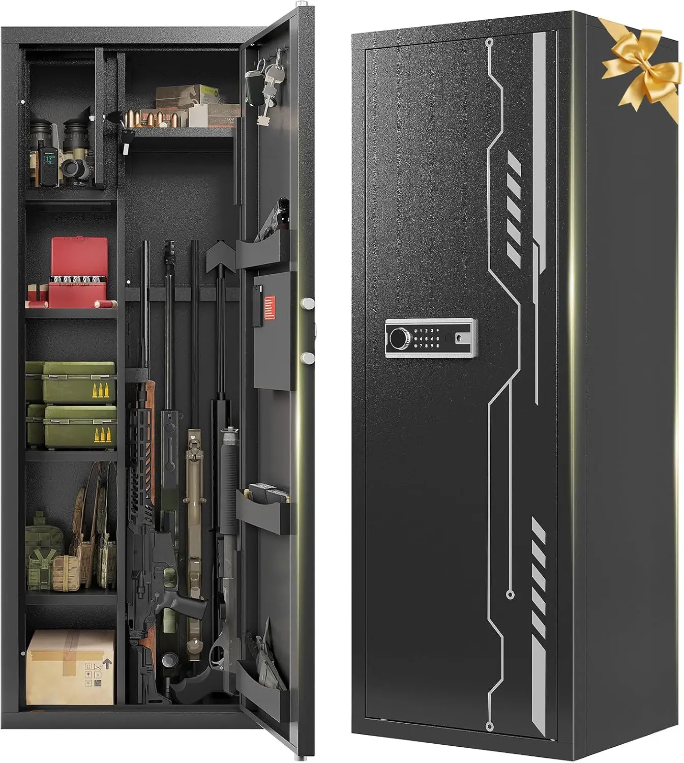 Large 8-12 Gun Safe, Electronic Keypad, Adjustable Shelves, Rifle Rack, Ammo Storage, Home Defense Cabinet
Large 8-12 Gun Safe, Electronic Keypad, Adjustable Shelves, Rifle Rack, Ammo Storage, Home Defense Cabinet
